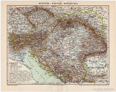 Osztrák - Magyar Monarchia térkép 1898, eredeti, antik