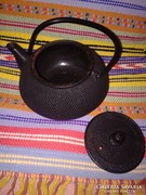 Régi jelzett fekete kanna japán vaskanna teáskanna vas kiöntő