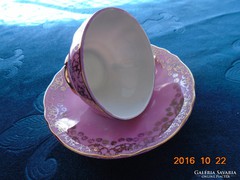 Rózsaszín aranymintás mokkás csésze aljal-SANKT KORONA