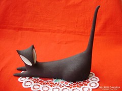 Nagyon ritka Royal Dux art deco fekete macska