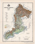 Zemplén vármegye térkép 1897, régi, antik, eredeti
