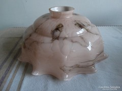Pink opal glass, laminated antique lampshade