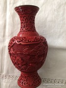 Kínai vörös cinóber váza csodálatos hibátlan.