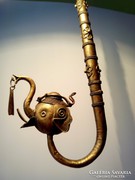 MOST ALACSONYABB AZ ÁR!! Antik távol keleti filigrán díszítésű ópium pipa