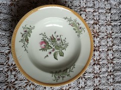 Rózsás romantikus cseh porcelán mély tányér 8 db