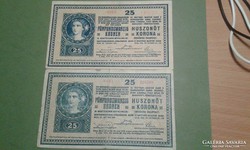25 korona 1918-as 2 db!