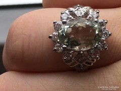  Zöld ametiszt köves antik ezüst gyűrű