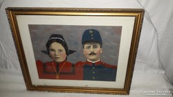 Katona portré festmény a feleségével!