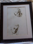 Régi keret szép Ferenczi Béni képpel 40 x 34 cm