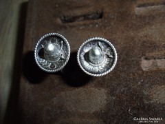 Mexikói ezüst sombrerós feliratos mandzsetta gomb