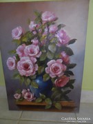 Gyönyörű rózsás olaj vászon csendélet: Pókos Szvetlana