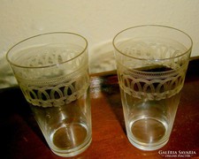 2 db antik maratott csipkeszerű díszitéssel   pohár