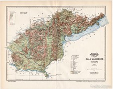 Zala vármegye térkép 1893, XIX. századi, eredeti, megye
