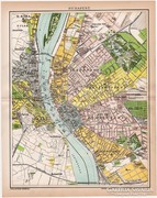 Budapest térkép 1894, eredeti, főváros, Duna, Magyarország