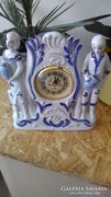  Barokkos Porcelán kandalló vagy asztali óra, quartz szerkezet