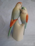Hollóházi papagájpár  porcelán  figura 18 cm