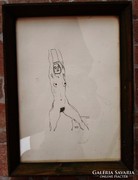 Szép régi Gustav Klimt akt ceruzarajz