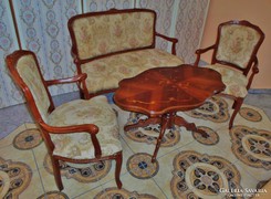 Szépséges antik szalongarnitúra asztal,kanapé,2db fotel