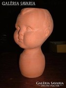 Különleges, gyerekfej alakú művészeti kerámia váza