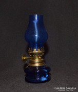 Bájos kék üveg mini petróleumlámpa 