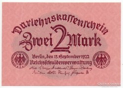 Németország 2 német inflációs Márka, 1922, UNC