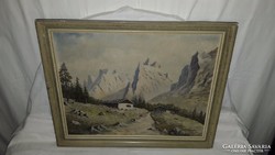 1,-Ft Gyönyörű Alpesi tájkép,híres Német festőtől.