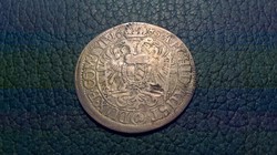 Lipót 15 krajcár 1685 ezüst, durva forrasztásnyom!