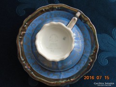 Franz Neukirschner tervezte Ezüstvirágos királykék teás csésze alátéttel Waldershof(3)