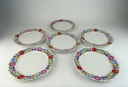 0M981 Kalocsai porcelán tányér készlet 6 darab