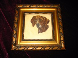 Dog, antique needle tapestry, miniature