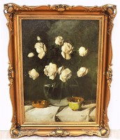 Murin Vilmos (1891-1952) Rózsás csendélet olajfestmény 87x67