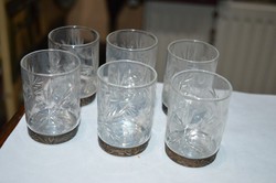 6 darab szovjet alpakka talpas kristály pohár