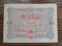 Szép 5 Forint 1848, vörös !!