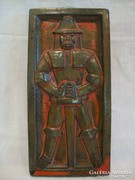 Harcost ábrázoló jelzett kerámia falikép