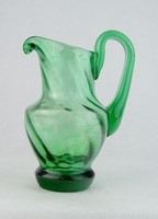 0N243 Hibátlan kis méretű zöld üveg kancsó 14.5 cm