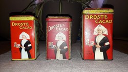 Két darab Droste kakaós fémdoboz, retro kakaó doboz