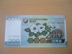ÉSZAK-KOREA 200 WON 2005 UNC VIRÁG