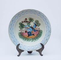 Antik katonás fajansztányér I. világháborús porcelán tányér