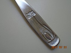 AROTAN 18/8-német  króm-nikkel acél ötvözet-modern vonalú gyerek kanál-art-deco macska mintával