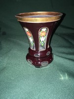 Cseh díszes üveg váza 12,5 cm