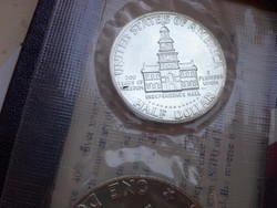 1974 USA ezüst dollár sor eredeti tok,certi ezüst 1 ,fél,negyed dollár 0,400
