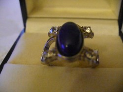 Ezüstözött lápis lazuli köves női gyűrű