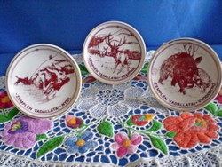 Zemplén vadállatai 3 db Hollóházi porcelán tálka különböző állatokkal