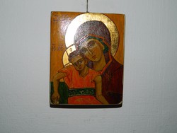Icon painter Elizabeth of Sziget, hand-painted copy with original technique: Mother of God 14th c.