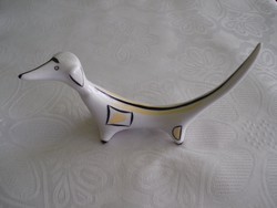 Art deco hollóházi porcelán tacskó kutya figura