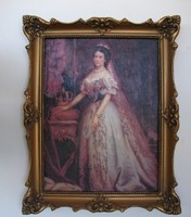 Erzsébet királyné-Sissy, festmény hatású vászon nyomat, antik képkeretben