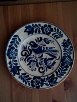 Korondi kék, madaras tányér, falitányér