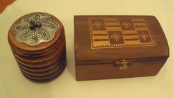 Two jewelry boxes made of precious wood (with clasp and lid)