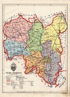 Tolna vármegye térkép 1934, csonka Magyarország, megye, 1930-as évek, régi, eredeti, atlasz