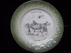 Demi - poraiceln - luneville, antique French plate with a humorous scene